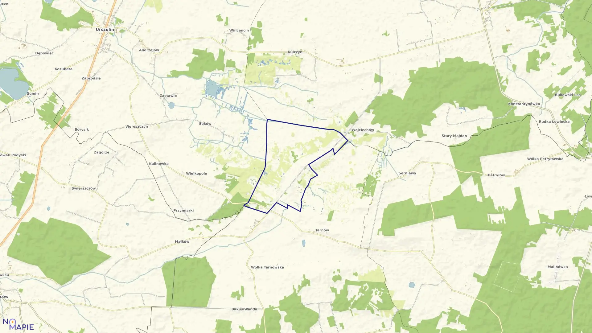 Mapa obrębu KARCZUNEK w gminie Wierzbica